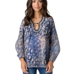 NWT Ace Fashion Beaded Swim Coverup Semi-Sheer Top